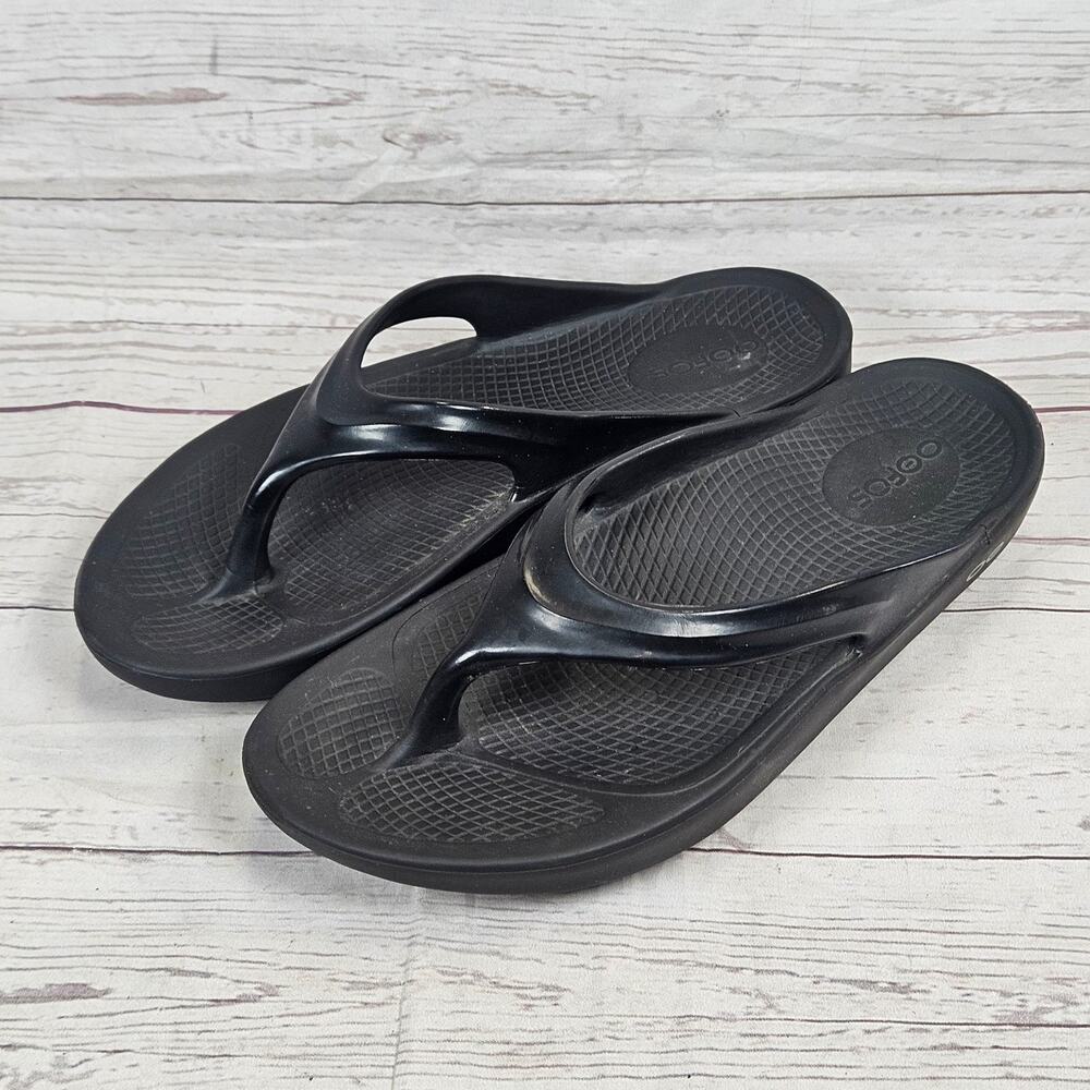 OOFOS Sandals Women's Black W8 OOfoam Recovery Arch Support Flip Flop